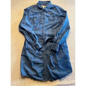 Banana Republic Cotton Blend Lightweight Denim Dress 6 Petite Dark Wash Chambray